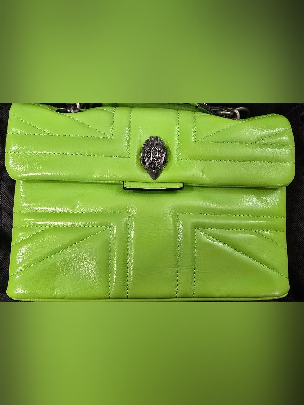 Kurt Geiger London Bright Green Leather Kensington Shoulder Bag